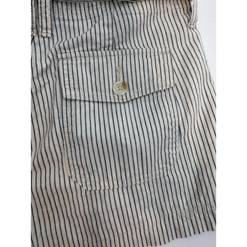 American Eagle Striped Shorts High Waist Tie Front Pockets Casual Size  2 w belt